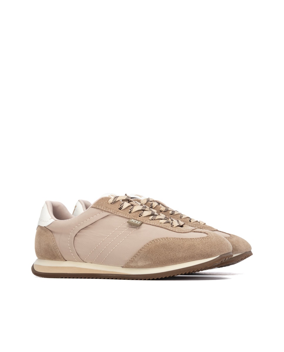 Zapatilla de mujer con cordones - Xti - Beige Beige-4
