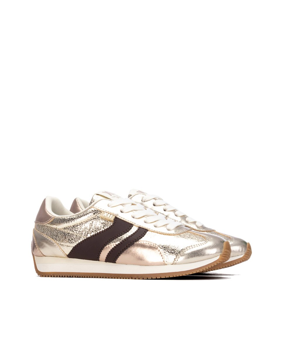 Zapatilla de mujer con cordones - Xti - Oro Oro-5