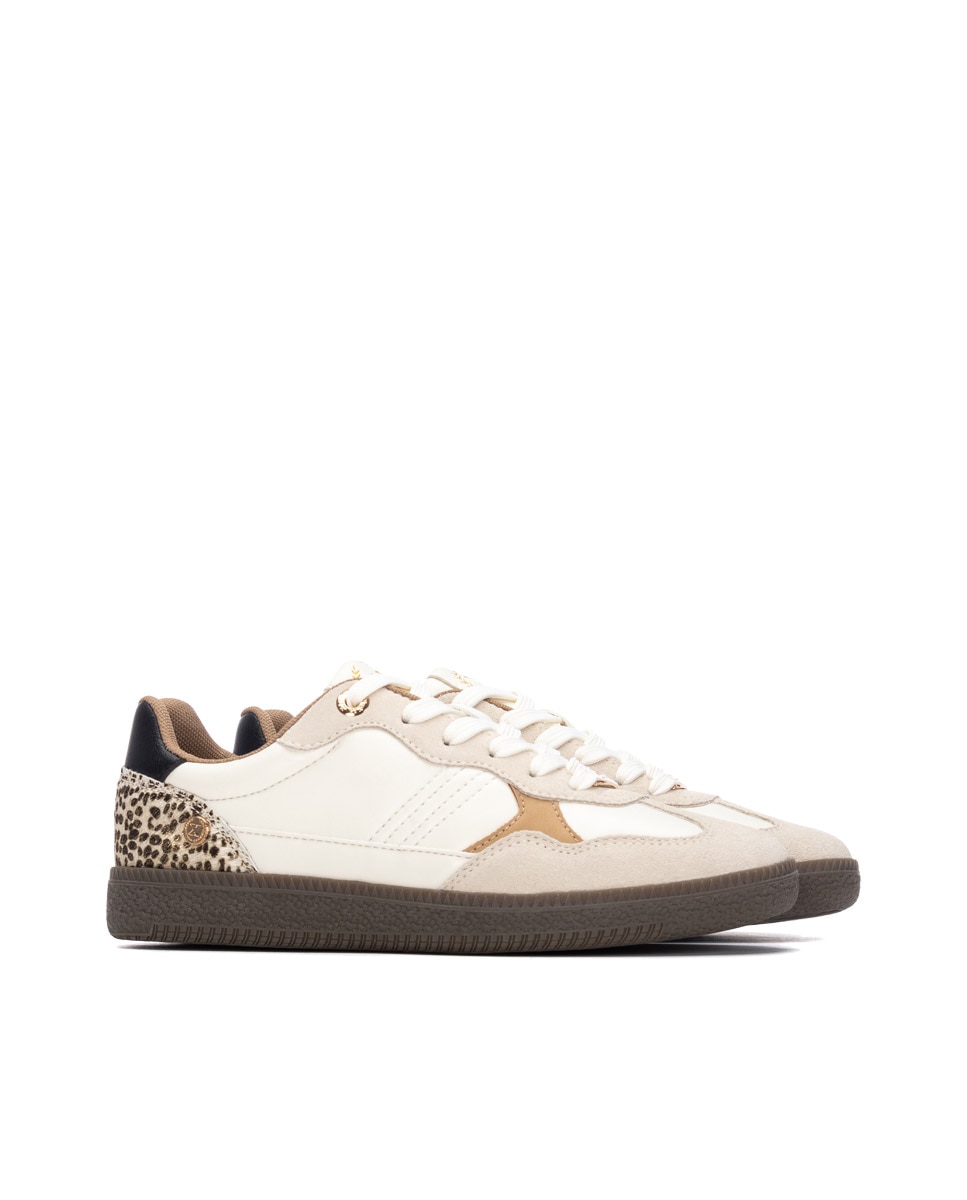 Zapatilla de mujer con cordones - Xti - Beige Beige-4