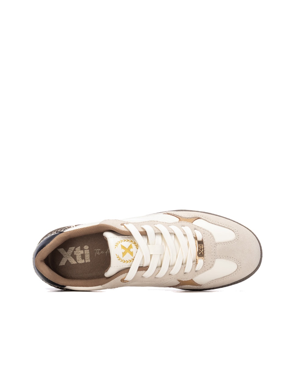 Zapatilla de mujer con cordones - Xti - Beige Beige-5