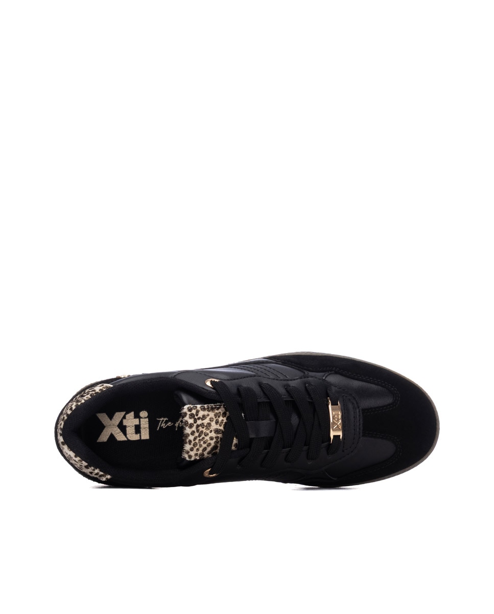 Zapatilla de mujer con cordones - Xti - Negro Negro-5