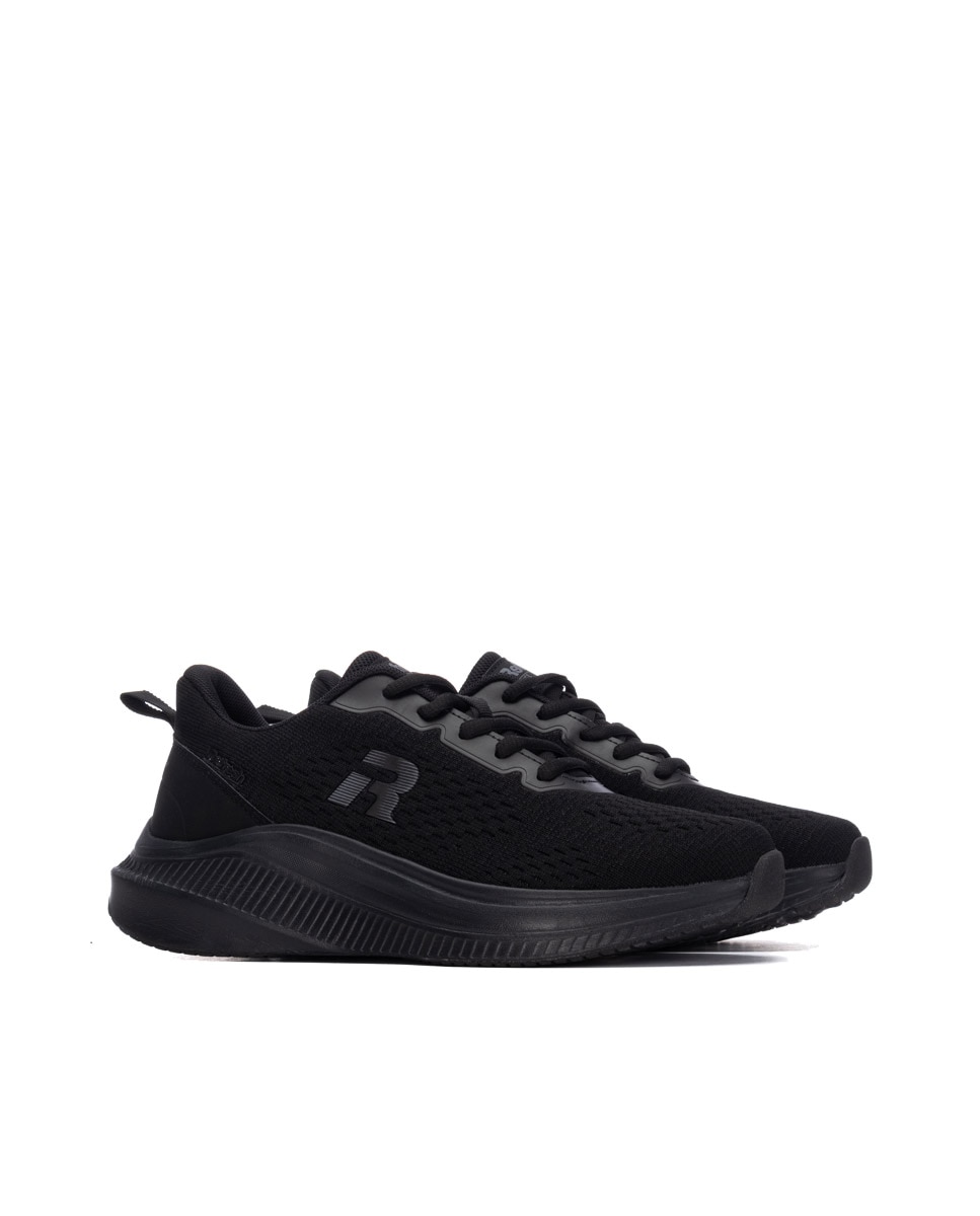 Zapatilla de mujer con cordones - Refresh - Negro Negro-4