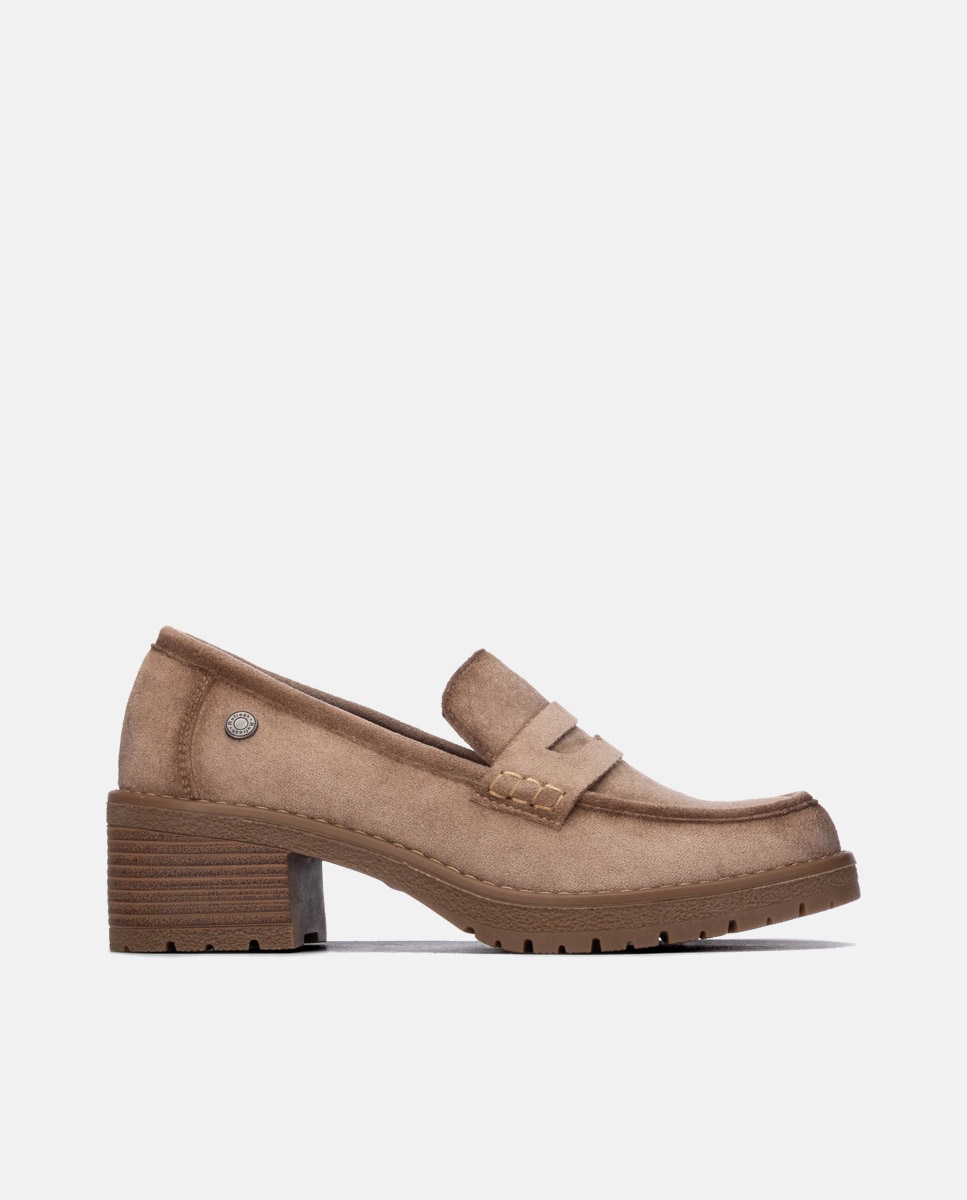 Mocasín de mujer con tacón ancho - Refresh - Beige Beige-1