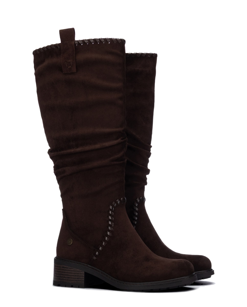 Bota de mujer con cremallera - Refresh - Marrón Marrón-4