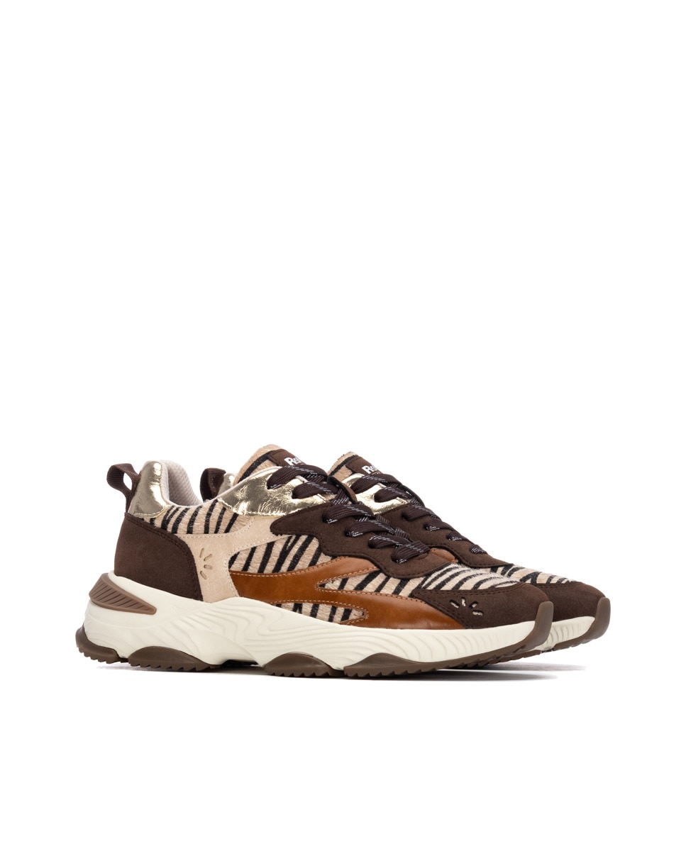 Zapatilla de mujer con cordones - Refresh - Camel Camel-4