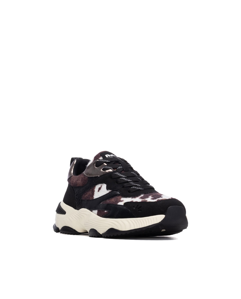 Zapatilla de mujer con cordones - Refresh - Negro Negro-3