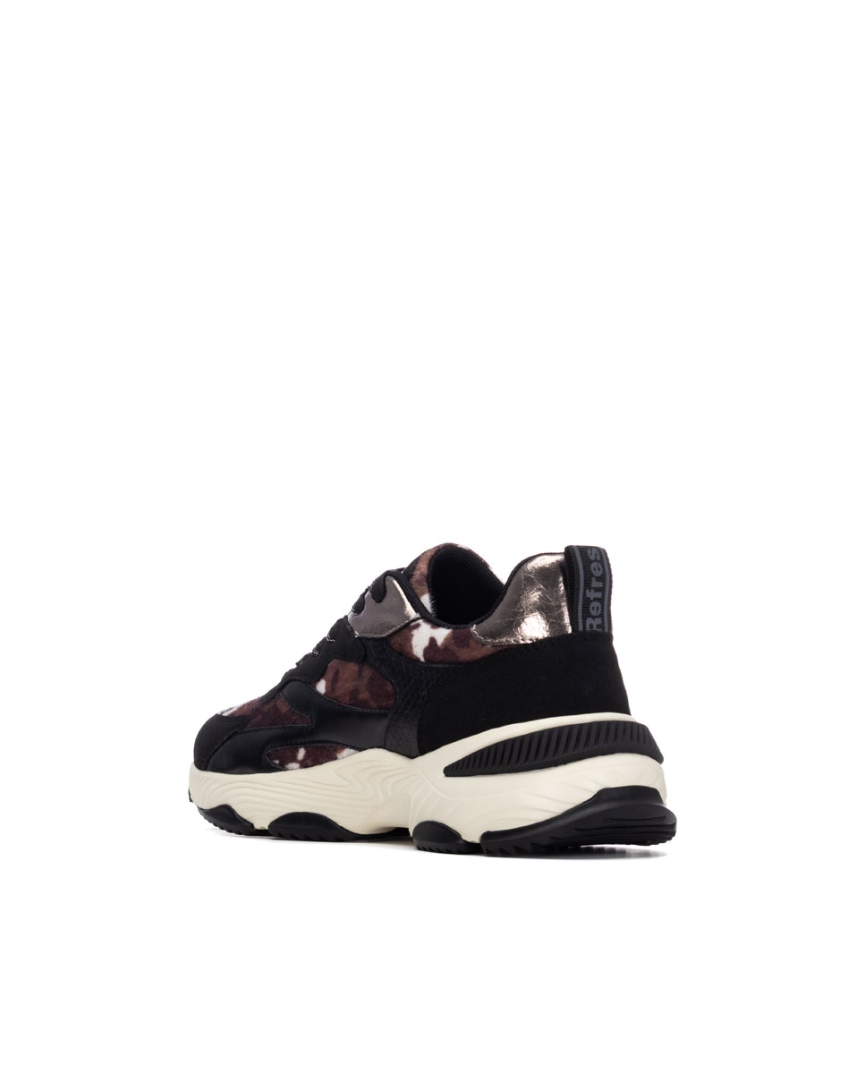 Zapatilla de mujer con cordones - Refresh - Negro Negro-2