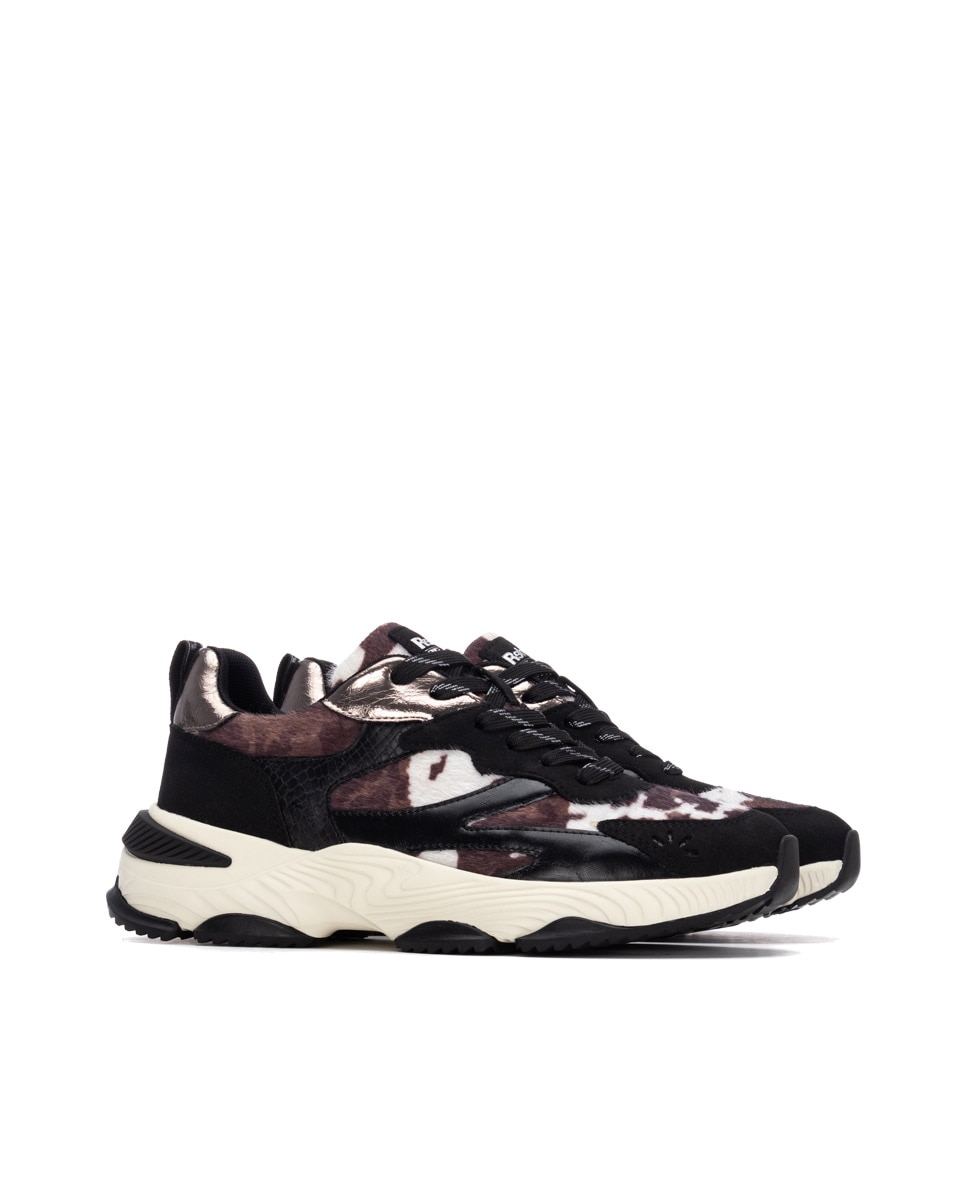 Zapatilla de mujer con cordones - Refresh - Negro Negro-4