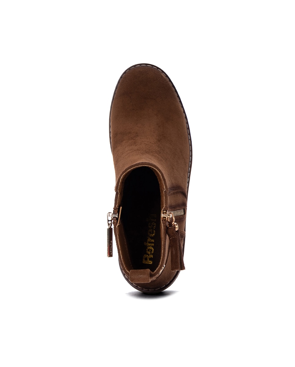 Botines de mujer con cremallera - Refresh - Camel Camel-4