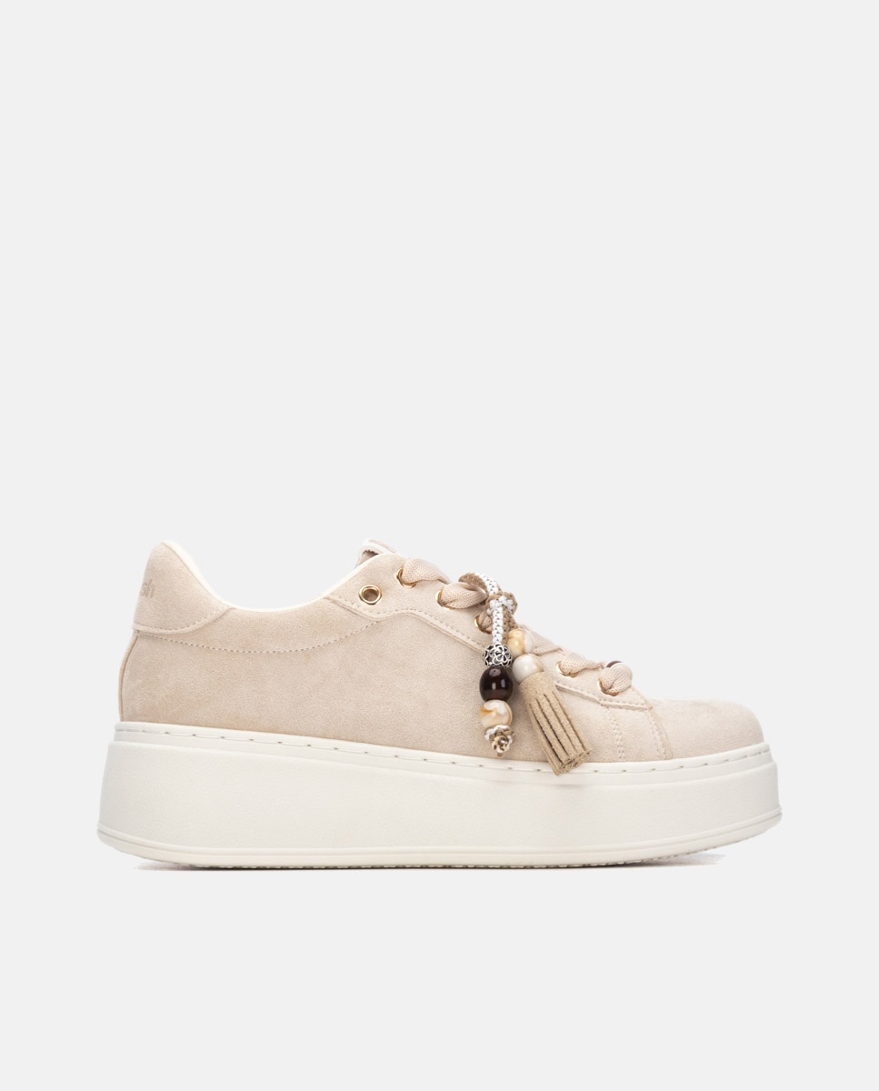 Zapatilla de mujer con cordones - Refresh - Beige Beige-1