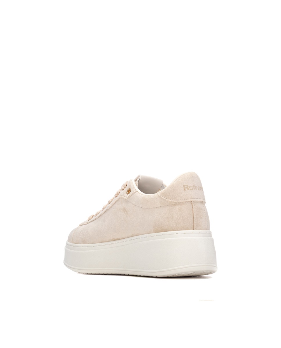 Zapatilla de mujer con cordones - Refresh - Beige Beige-2