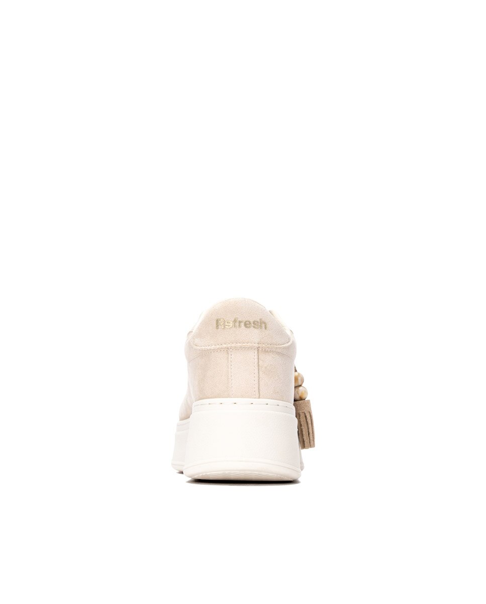 Zapatilla de mujer con cordones - Refresh - Beige Beige-5