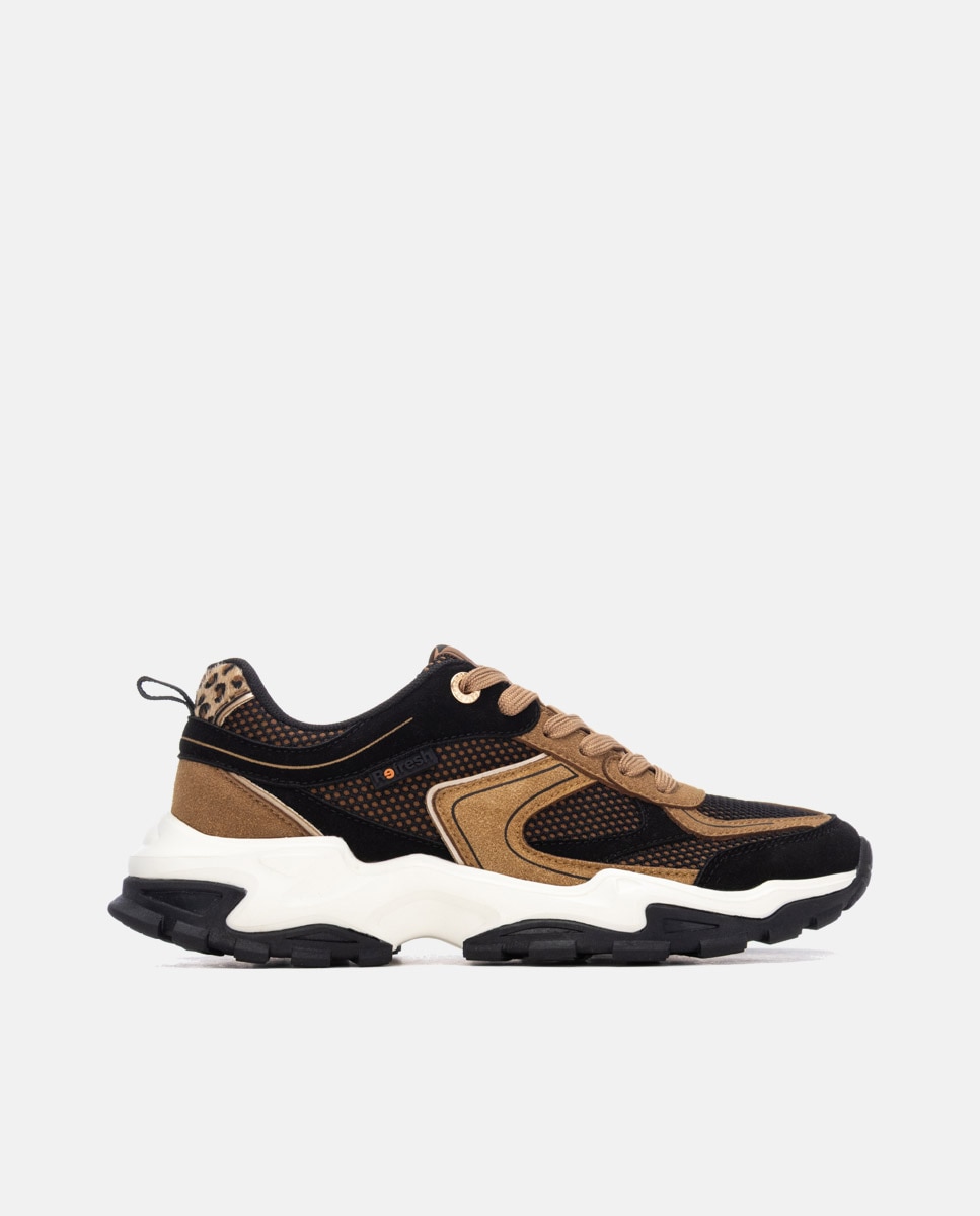 Zapatilla de mujer con cordones - Refresh - Camel Camel-1