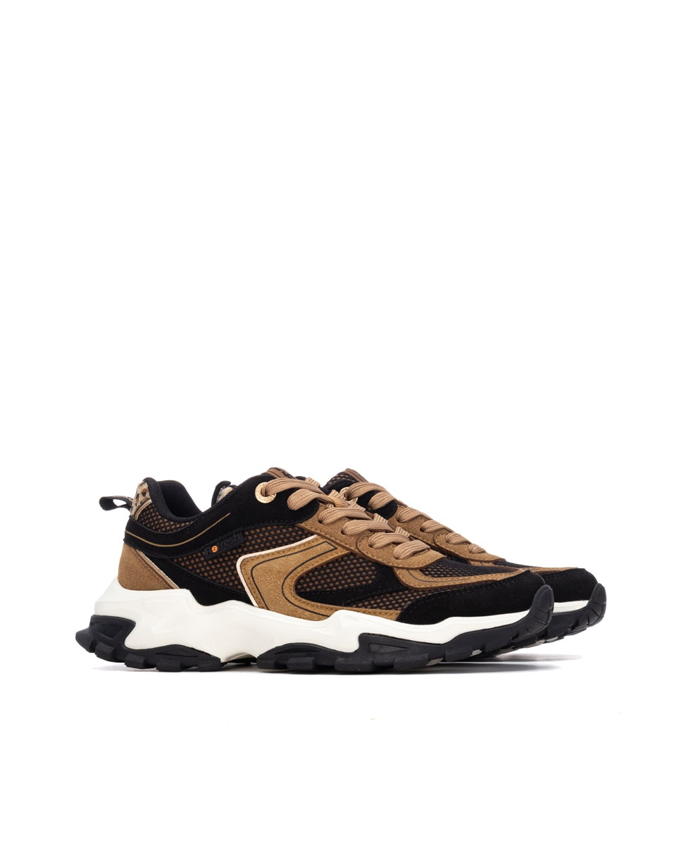 Zapatilla de mujer con cordones - Refresh - Camel Camel-4