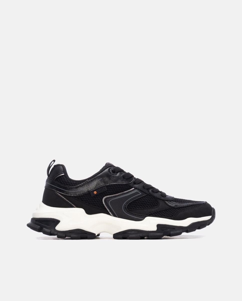 Zapatilla de mujer con cordones - Refresh - Negro Negro-1