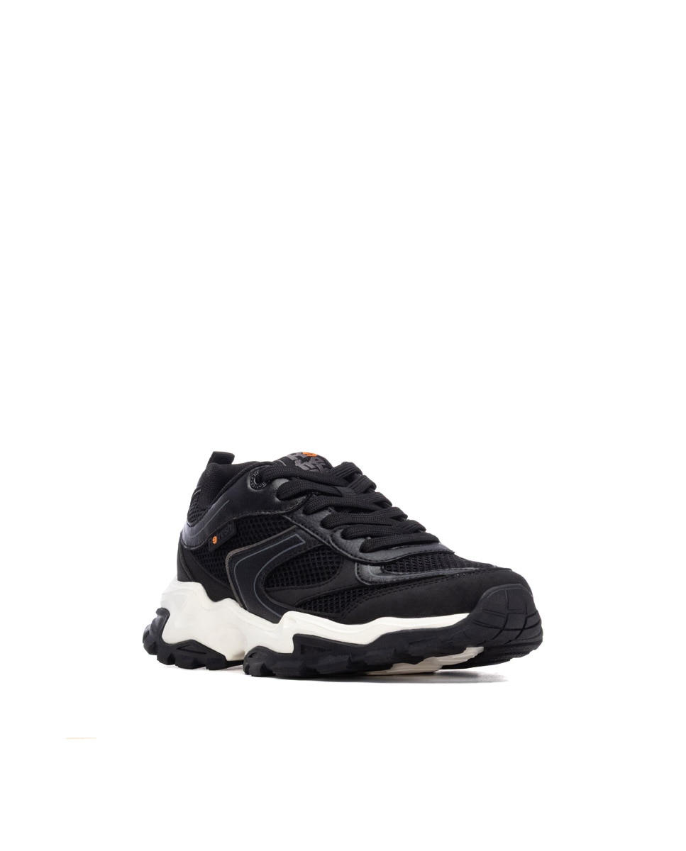 Zapatilla de mujer con cordones - Refresh - Negro Negro-3