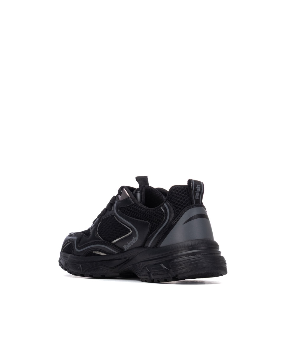 Zapatilla de mujer con cordones - Refresh - Negro Negro-2