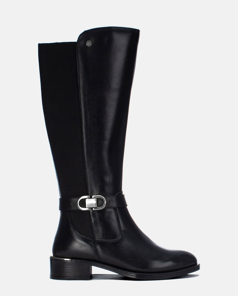 Bota de mujer con cremallera de piel - Carmela - Negro Negro-1