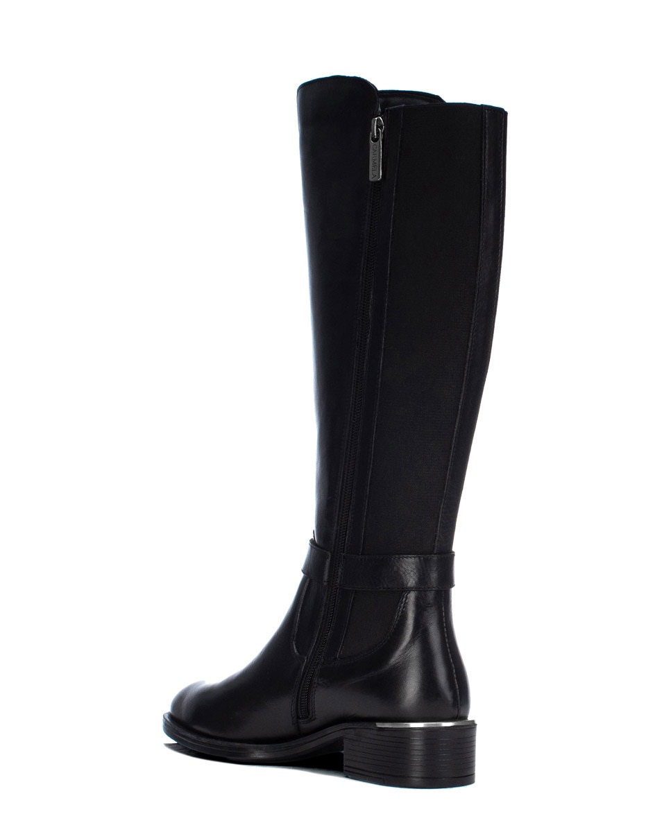 Bota de mujer con cremallera de piel - Carmela - Negro Negro-2
