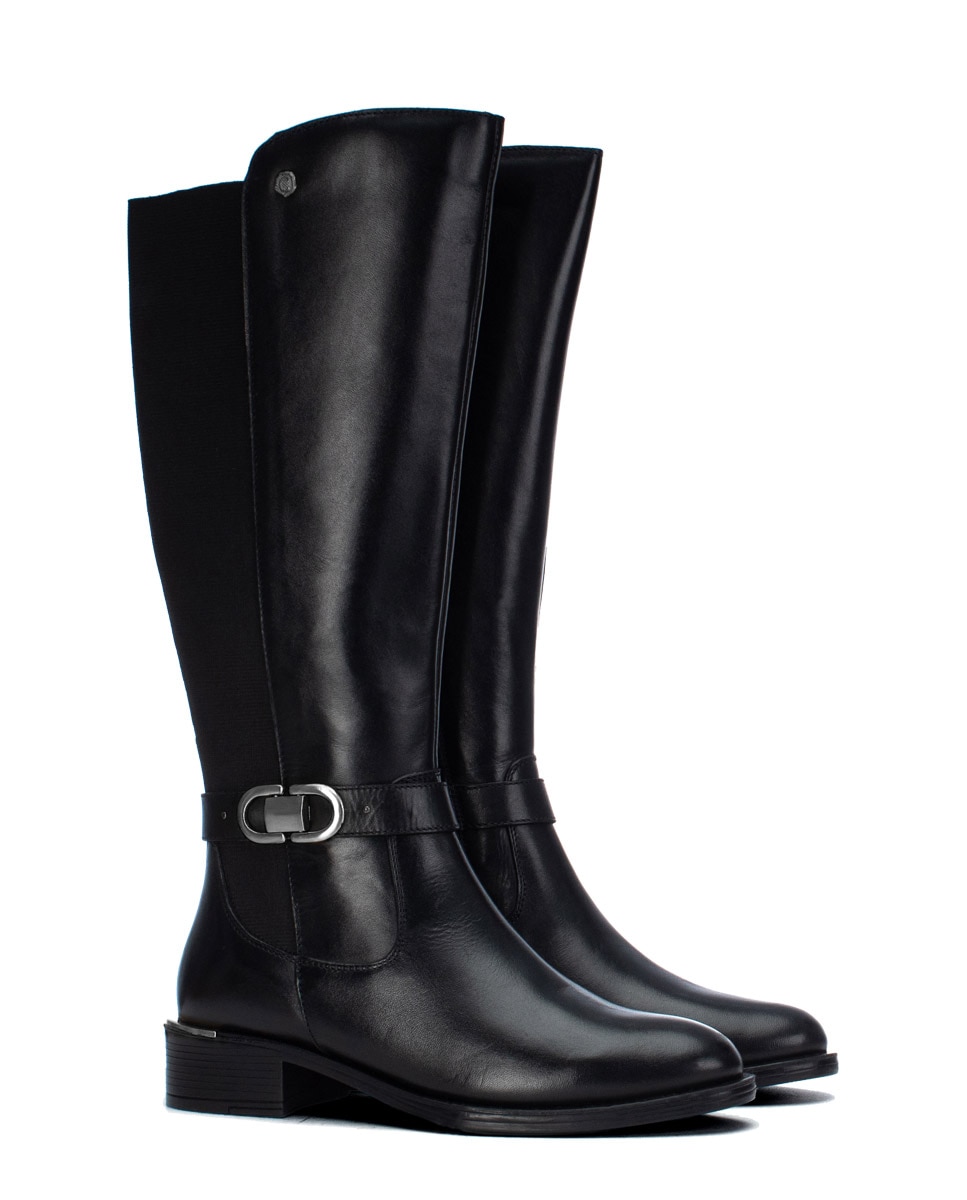 Bota de mujer con cremallera de piel - Carmela - Negro Negro-4
