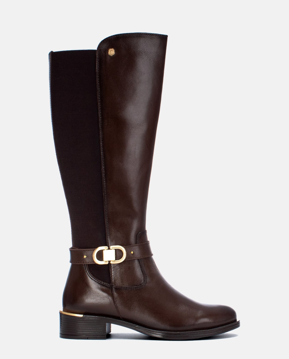 Bota de mujer con cremallera de piel - Carmela - Marrón Marrón-1