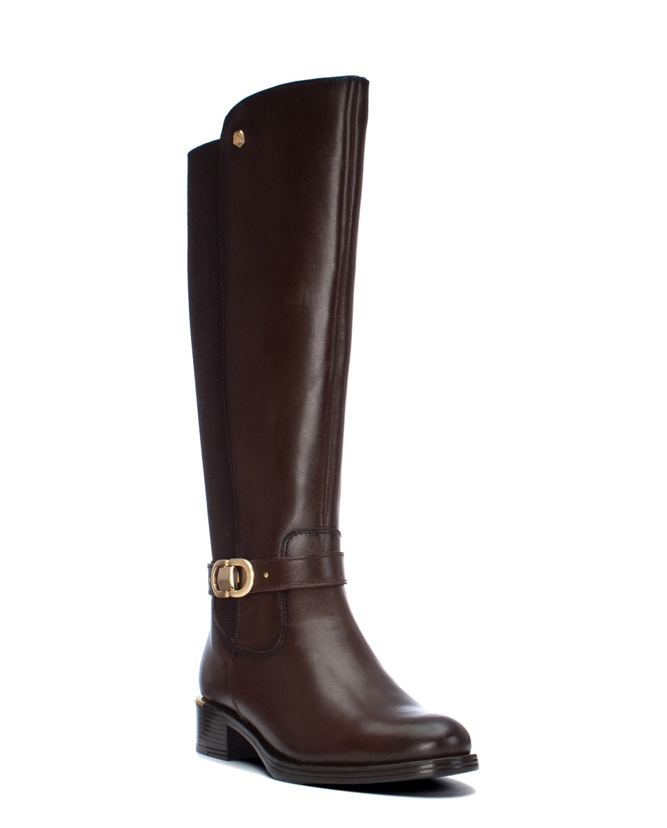 Bota de mujer con cremallera de piel - Carmela - Marrón Marrón-3