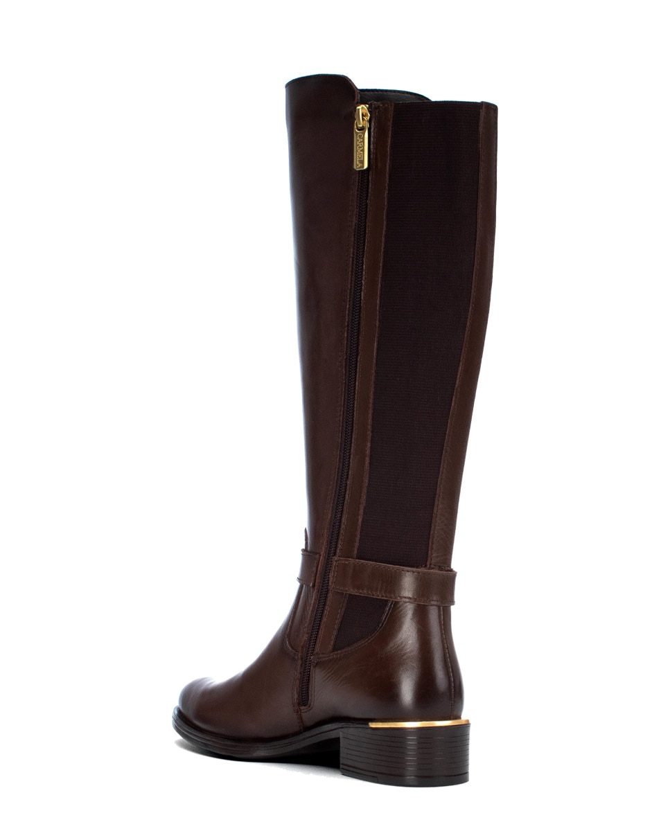 Bota de mujer con cremallera de piel - Carmela - Marrón Marrón-2