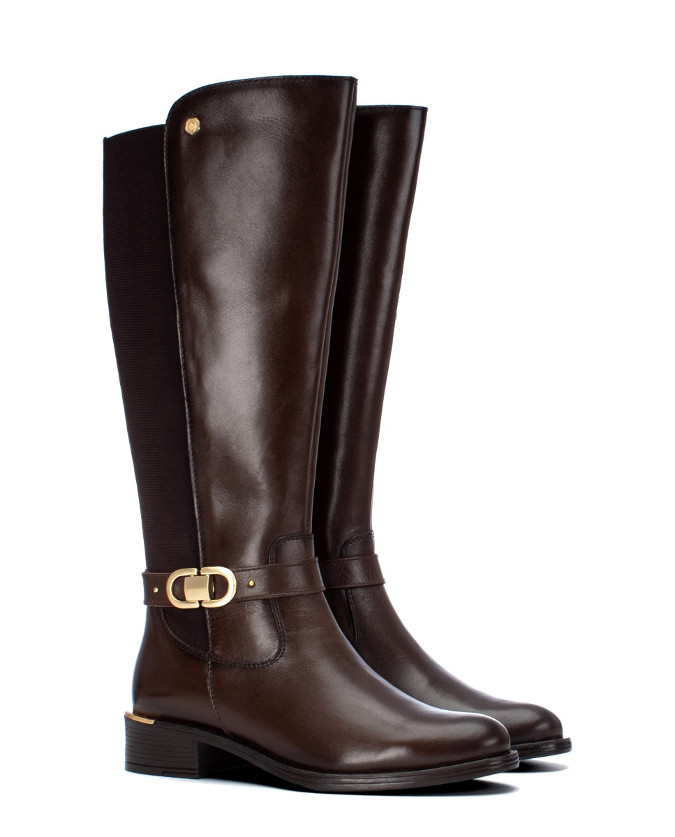 Bota de mujer con cremallera de piel - Carmela - Marrón Marrón-4