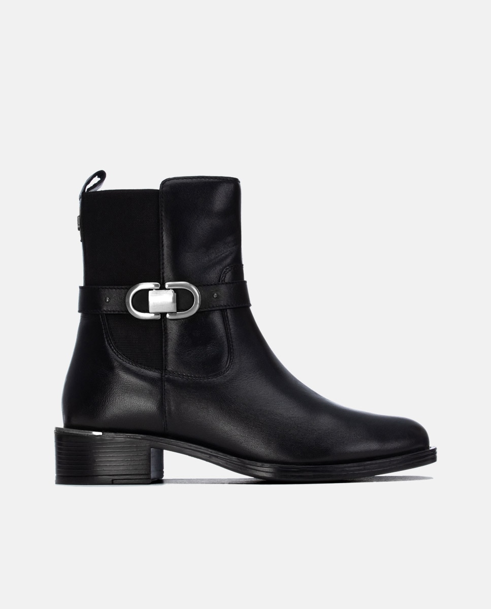 Botines de mujer con cremallera de piel - Carmela - Negro Negro-1