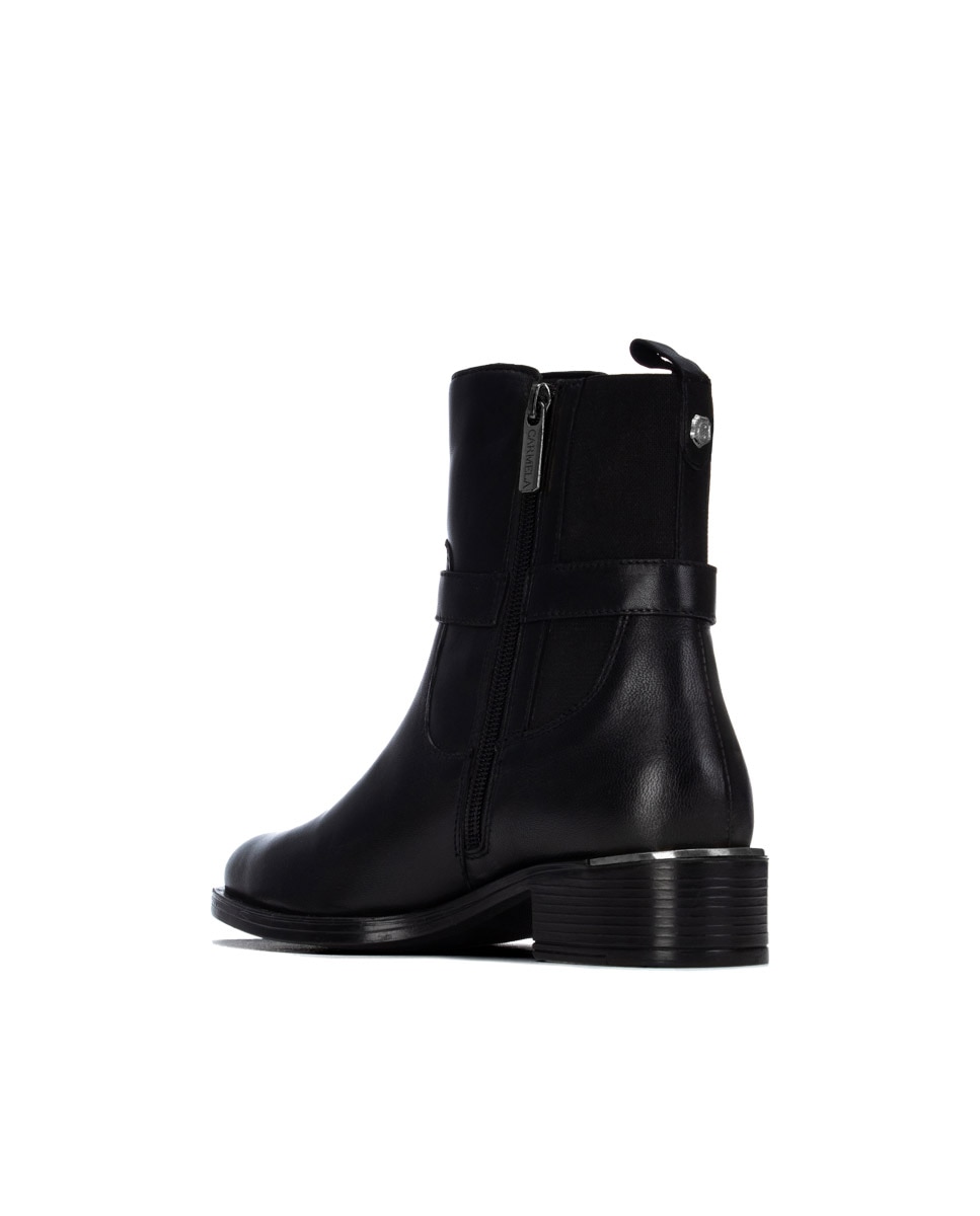 Botines de mujer con cremallera de piel - Carmela - Negro Negro-2