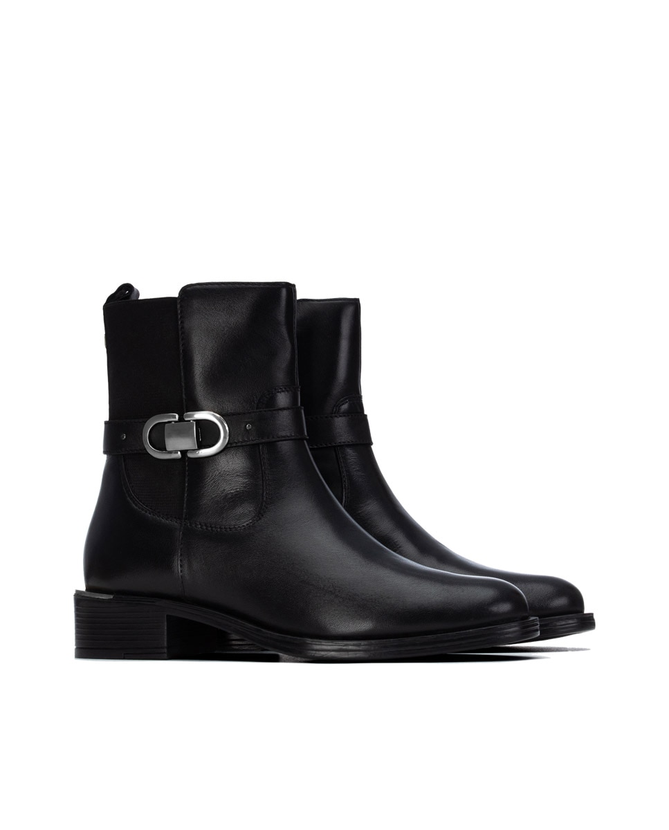 Botines de mujer con cremallera de piel - Carmela - Negro Negro-4