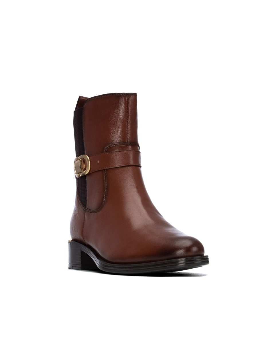 Botines de mujer con cremallera de piel - Carmela - Camel Camel-3