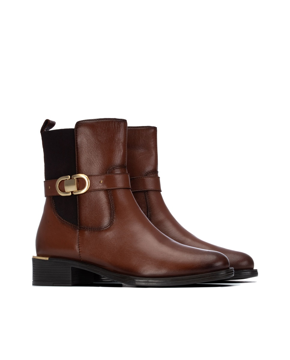 Botines de mujer con cremallera de piel - Carmela - Camel Camel-4