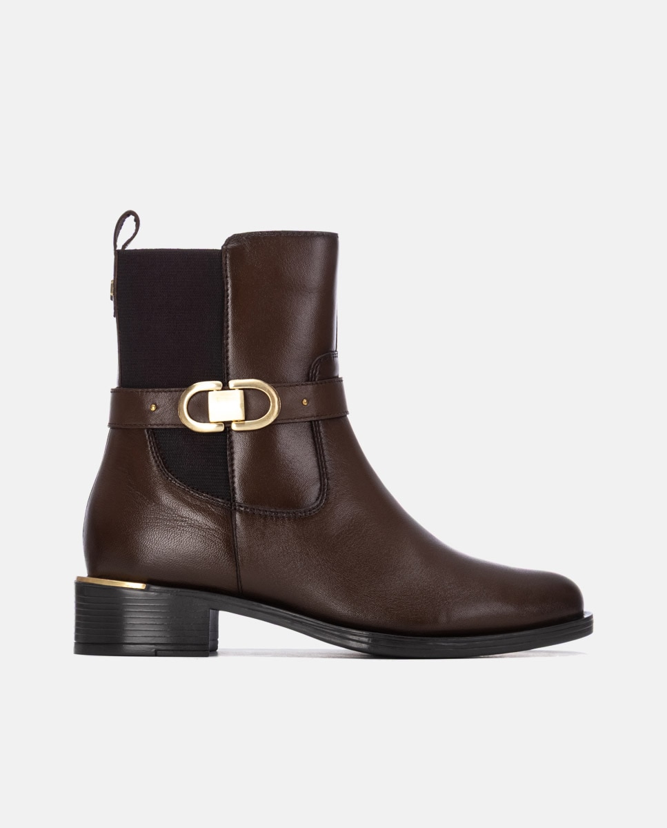 Botines de mujer con cremallera de piel - Carmela - Marrón Marrón-1