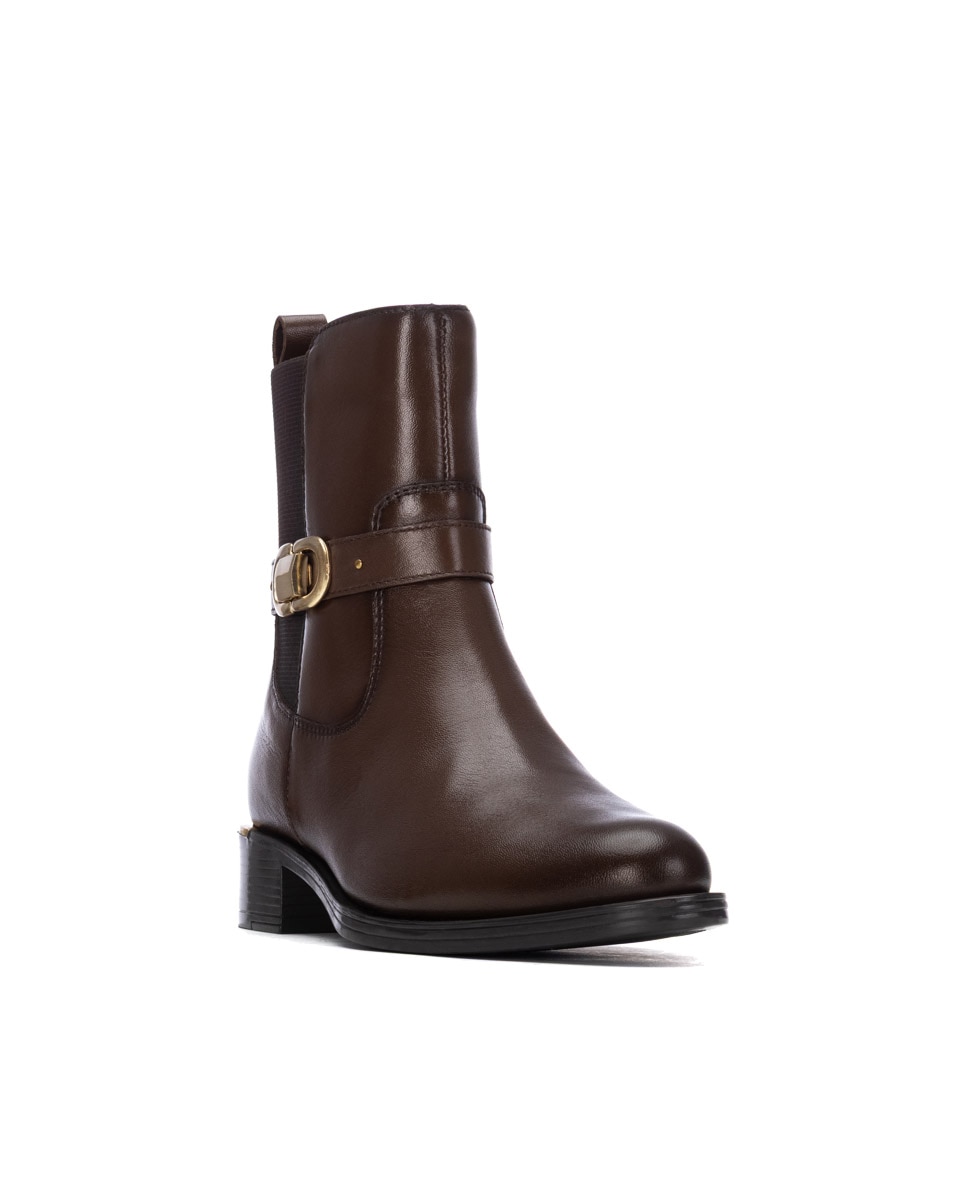 Botines de mujer con cremallera de piel - Carmela - Marrón Marrón-3