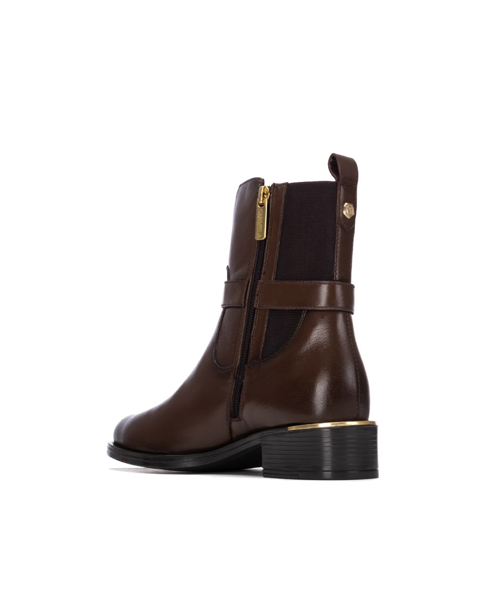Botines de mujer con cremallera de piel - Carmela - Marrón Marrón-2