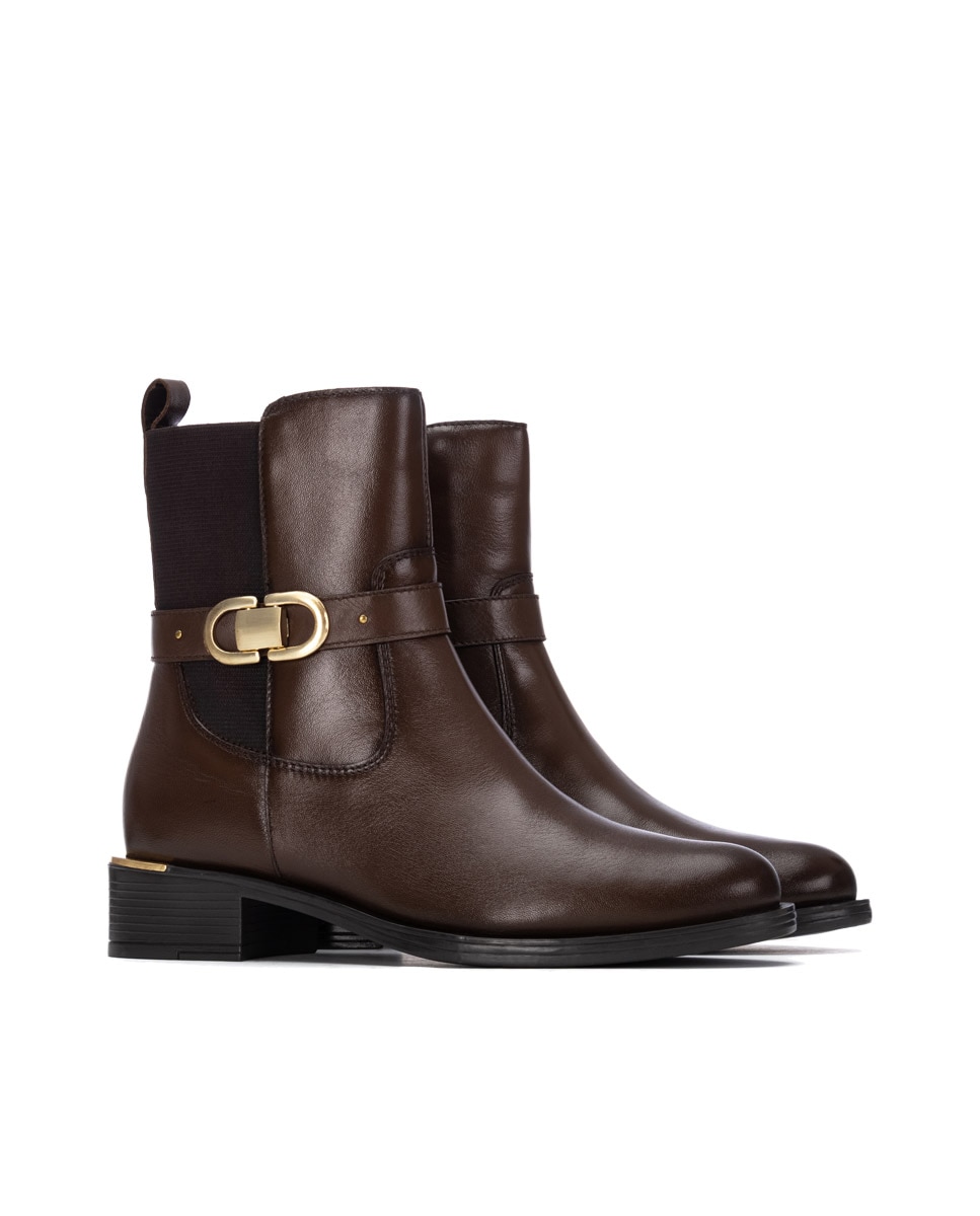 Botines de mujer con cremallera de piel - Carmela - Marrón Marrón-4