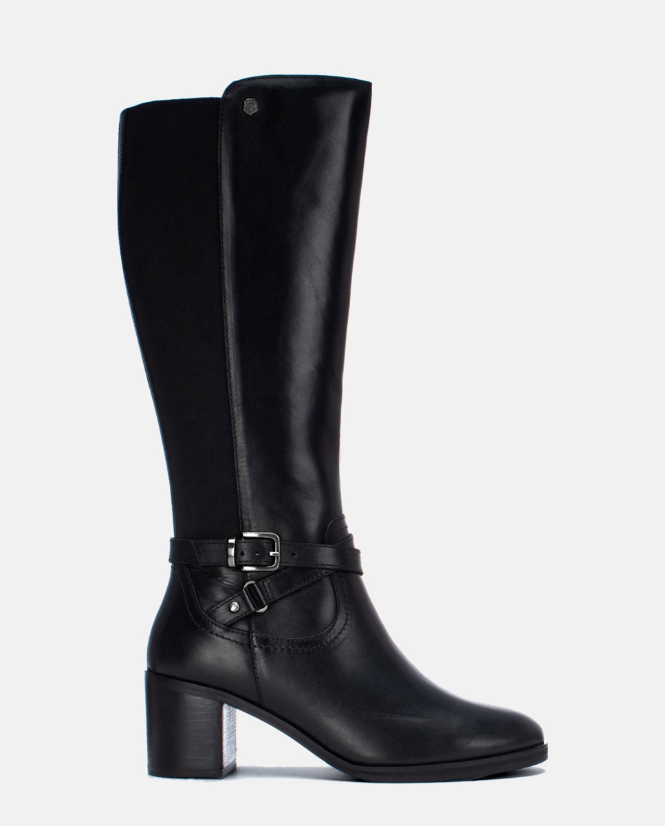 Bota de mujer con cremallera de piel - Carmela - Negro Negro-1
