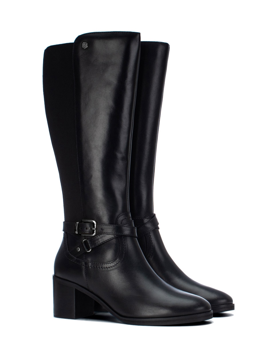 Bota de mujer con cremallera de piel - Carmela - Negro Negro-4