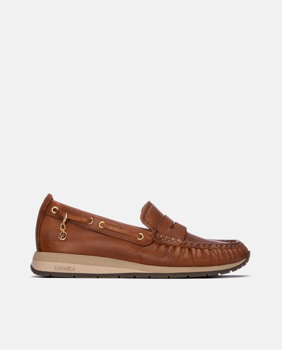 Mocasín de mujer de piel - Carmela - Camel Camel-1