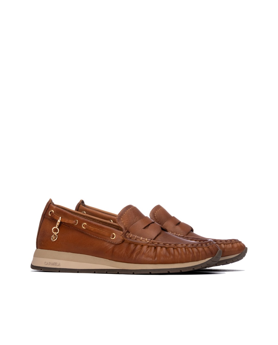 Mocasín de mujer de piel - Carmela - Camel Camel-4