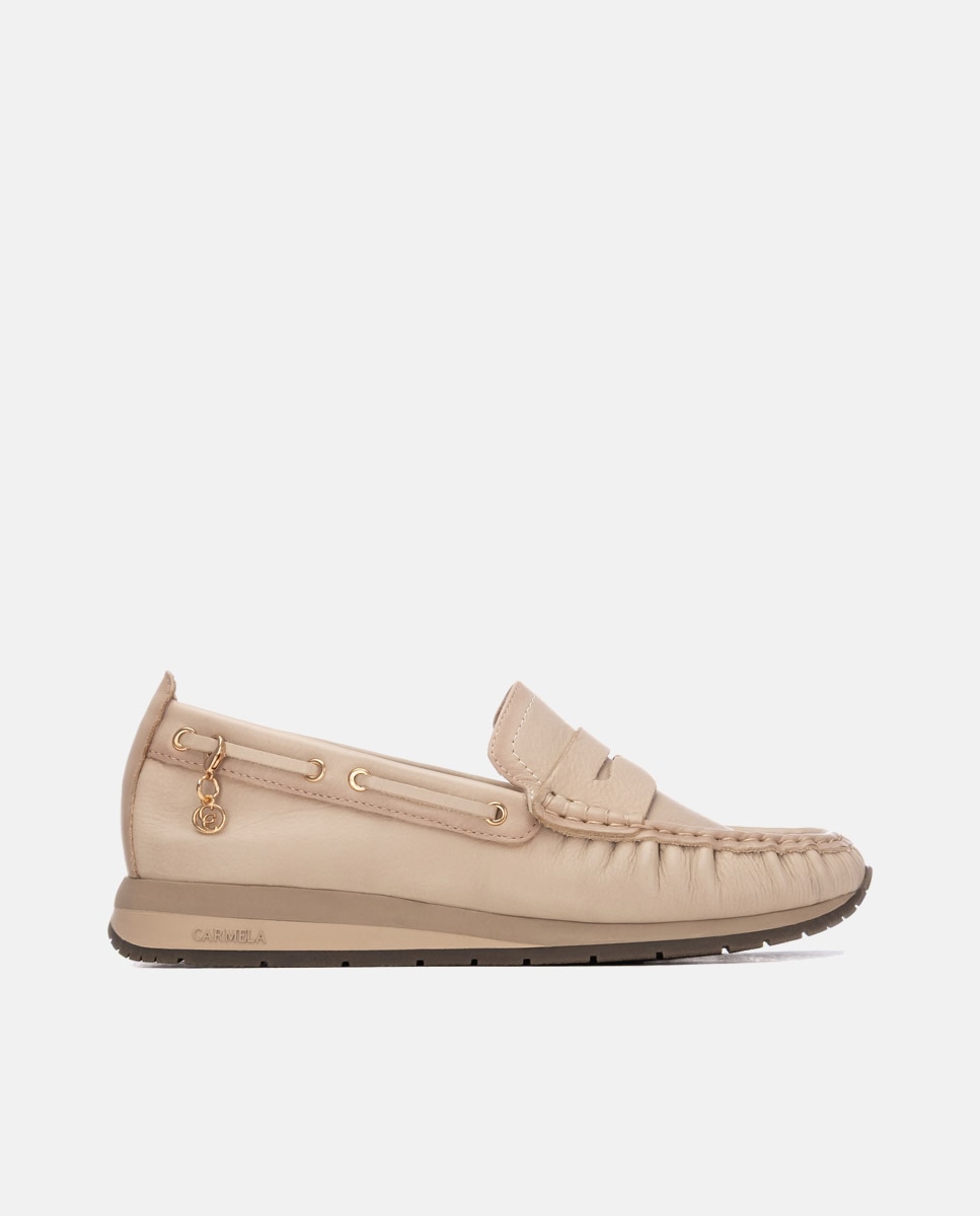 Mocasín de mujer de piel - Carmela - Beige Beige-1