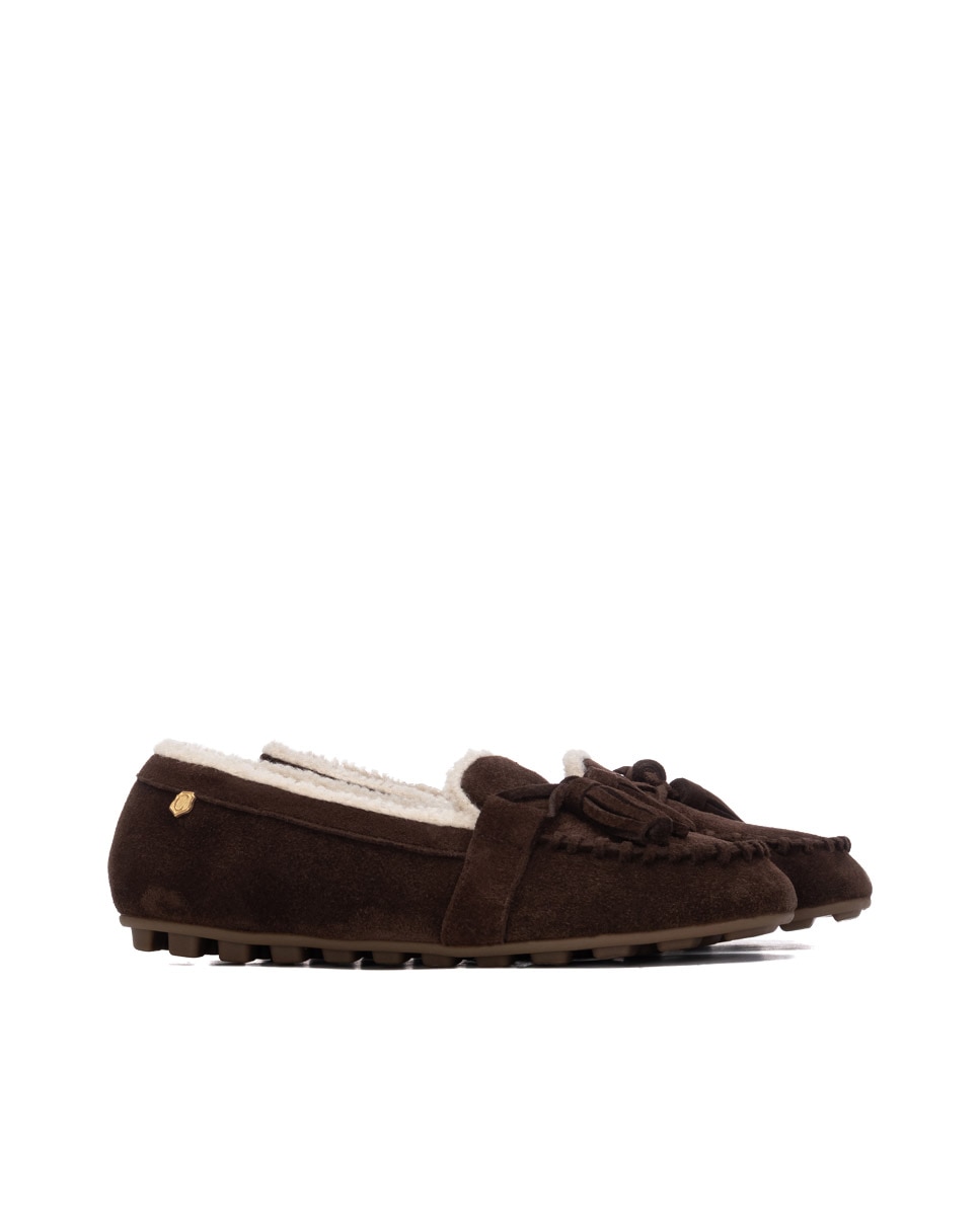 Mocasín de mujer de piel - Carmela - Marrón Marrón-4