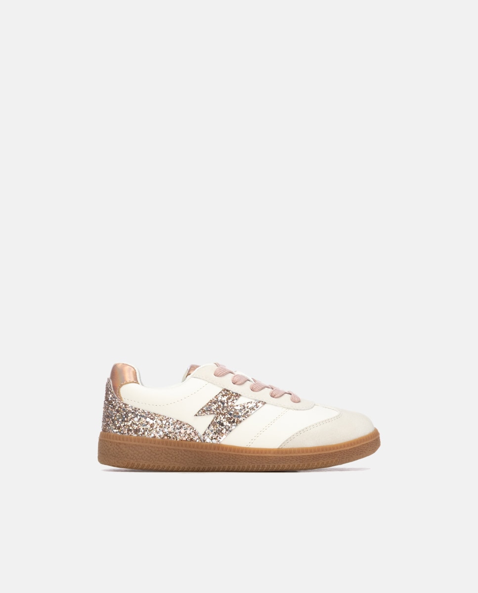 Imagen 0 de Zapatilla de niña con glitter Beige