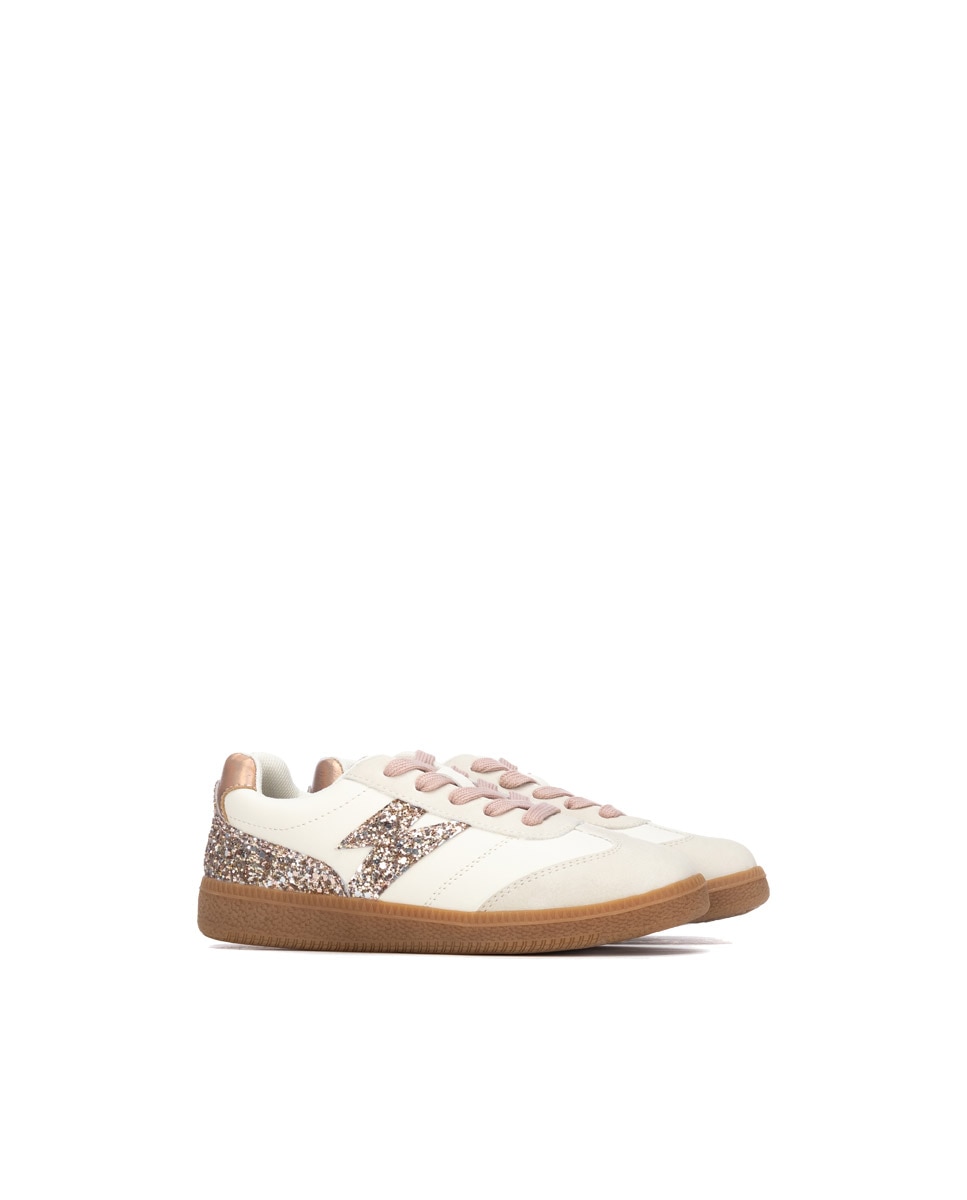 Zapatilla de niña con glitter - Xti - Beige Beige-4