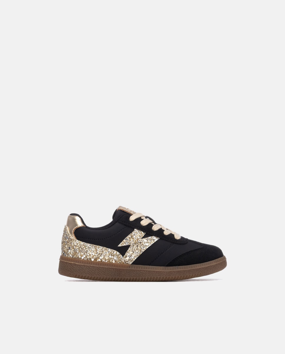 Imagen 0 de Zapatilla de niña con glitter Negro