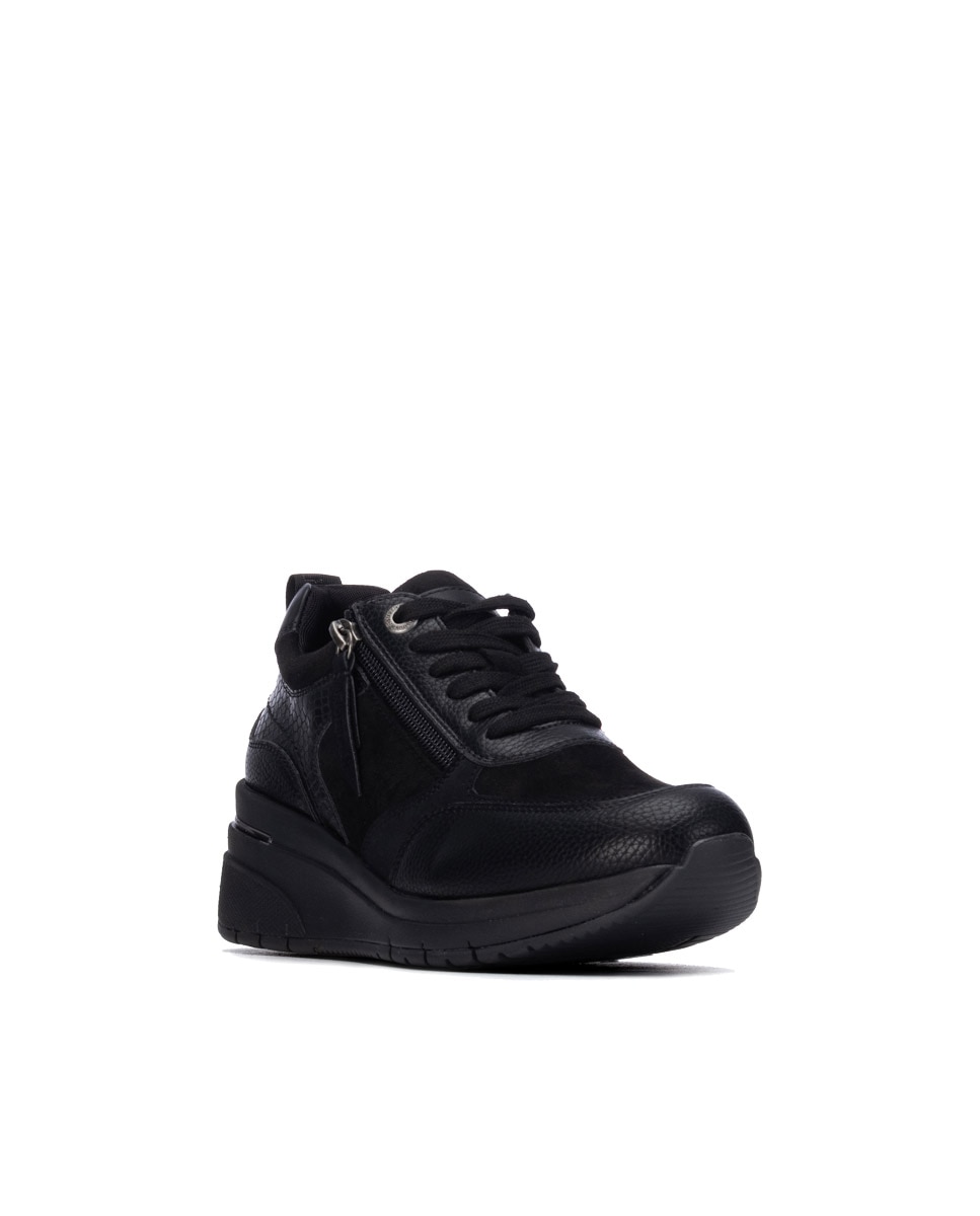 Zapatilla de mujer con cordones - Refresh - Negro Negro-3