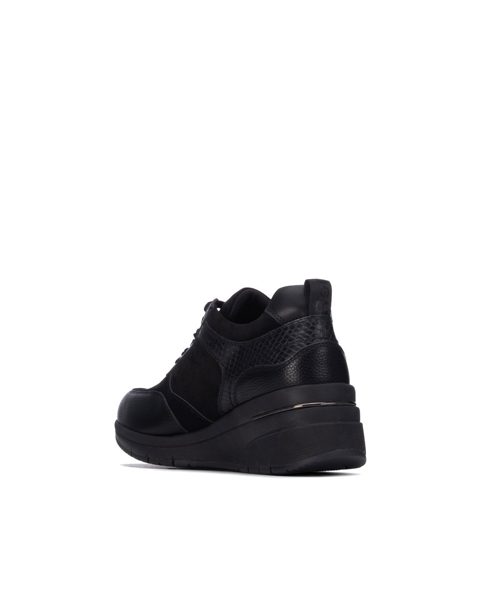 Zapatilla de mujer con cordones - Refresh - Negro Negro-2