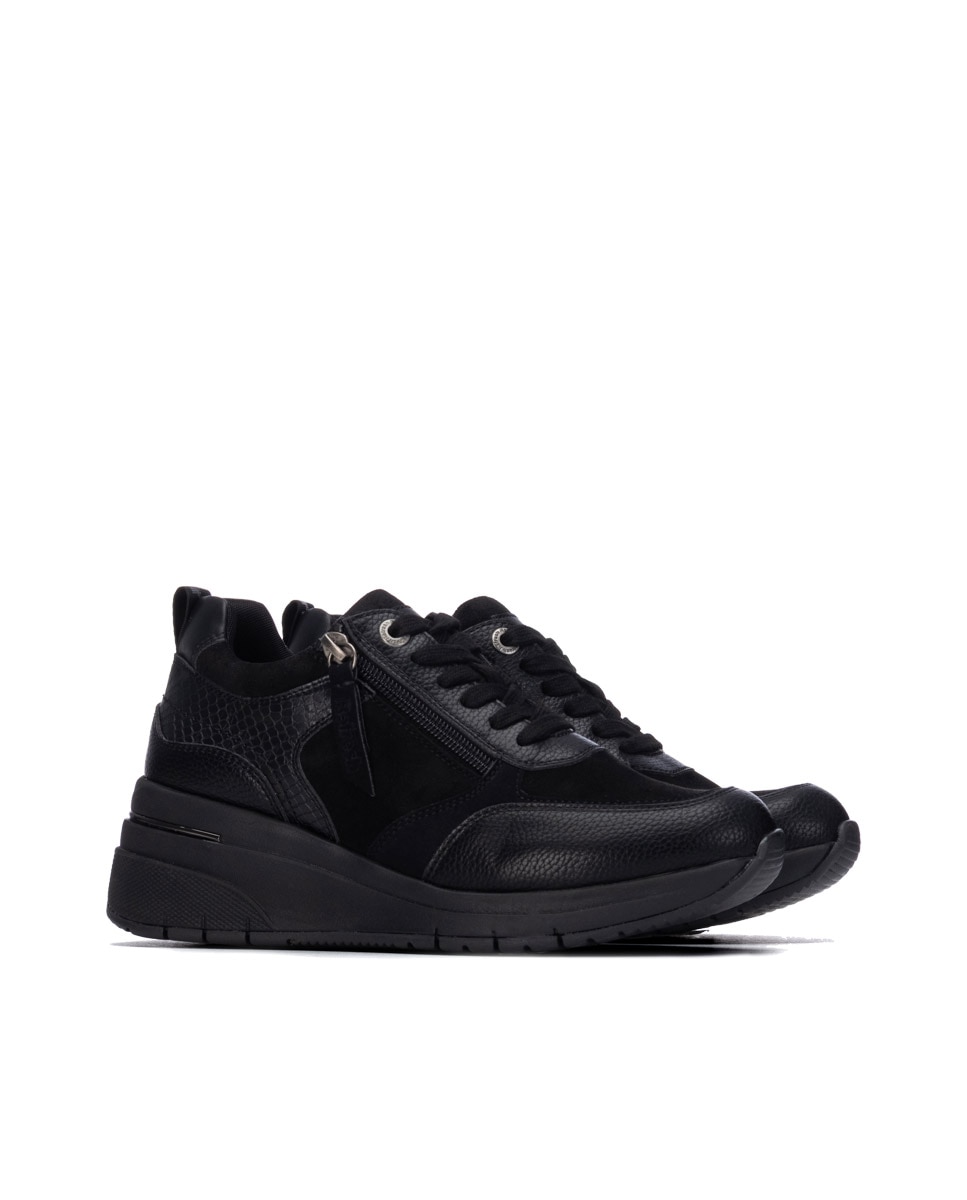Zapatilla de mujer con cordones - Refresh - Negro Negro-4