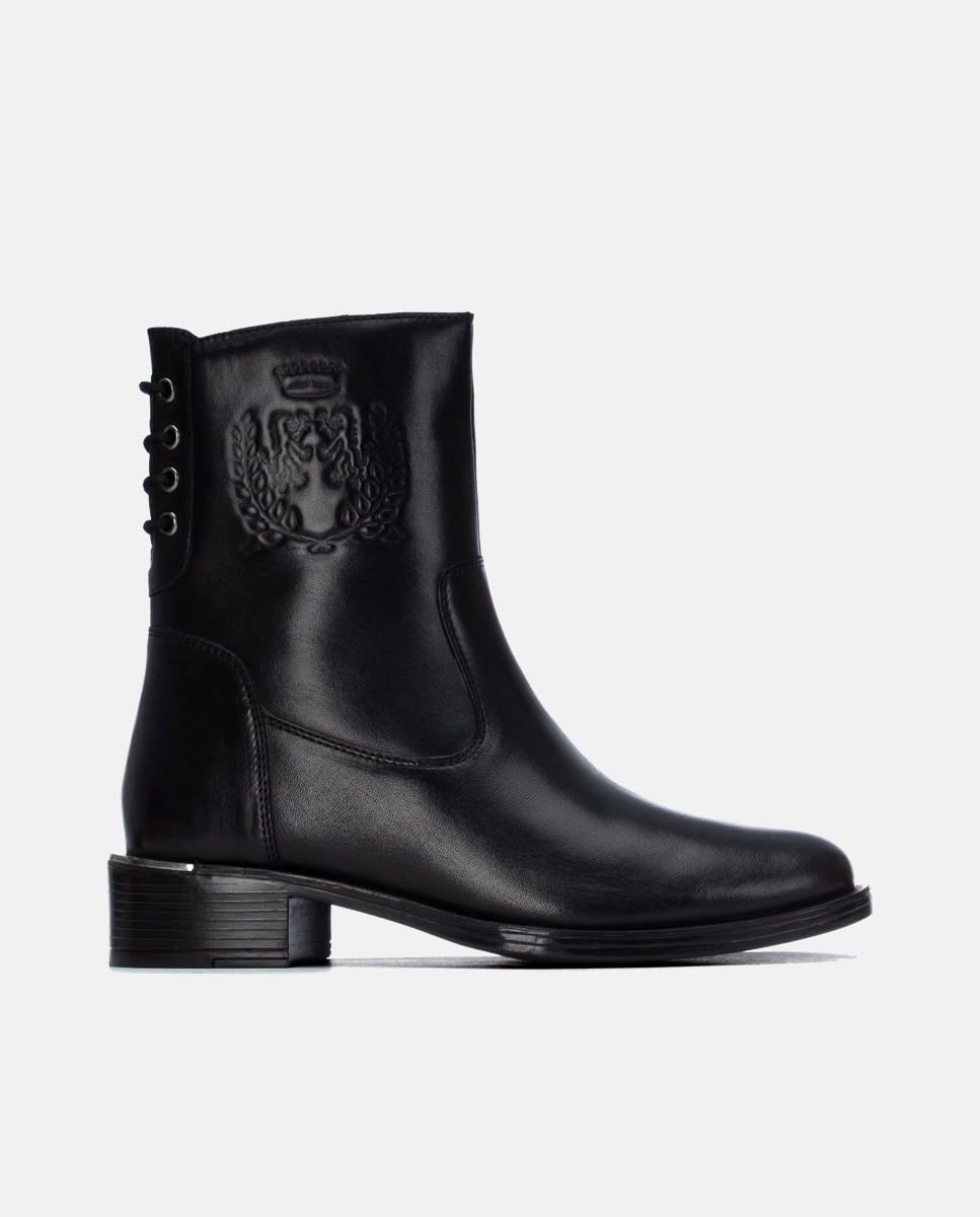 Botines de mujer con cordones de piel - Carmela - Negro Negro-1